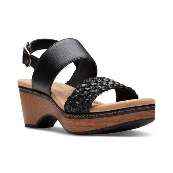 Clarks Womens Seannah Step Woven Strap Clog Sandals Black 11 MSRP $99 - Picture 1 of 5